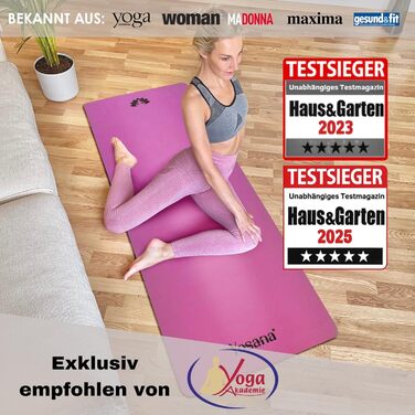 Килимок для йоги з натурального каучуку | ULTRA GRIP | ECO PU | 183x68 см, 4 мм | з ремінцем | Зелений Мандала (Фіолетовий)