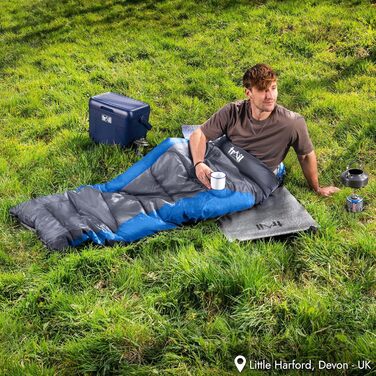 Спальний мішок Trail-Alpin з капюшоном – 250 г, 3-сезонний, легкий, компактний, з компресійним мішком (Червоний/Синій)