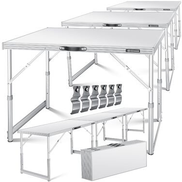 KESSER® Багатофункціональний стіл Profi 3-частини 100x60 см, білий - розкладний стіл для дому, ярмарку, кемпінгу, з навантаженням до 90 кг