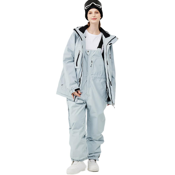 Комплект зимового костюма HOUZONIY: куртка та штани для катання на лижах та сноуборді, водонепроникний, знімний капюшон, кольори: зелений, чорний, блакитний (XXL)