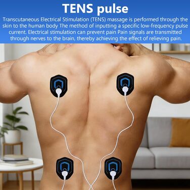 EMS TENS пристрій для терапії болю, 3-в-1 масажер, апарат електростимуляції для зняття болю. 24 програми масажу, 2 канали, 8 електродів