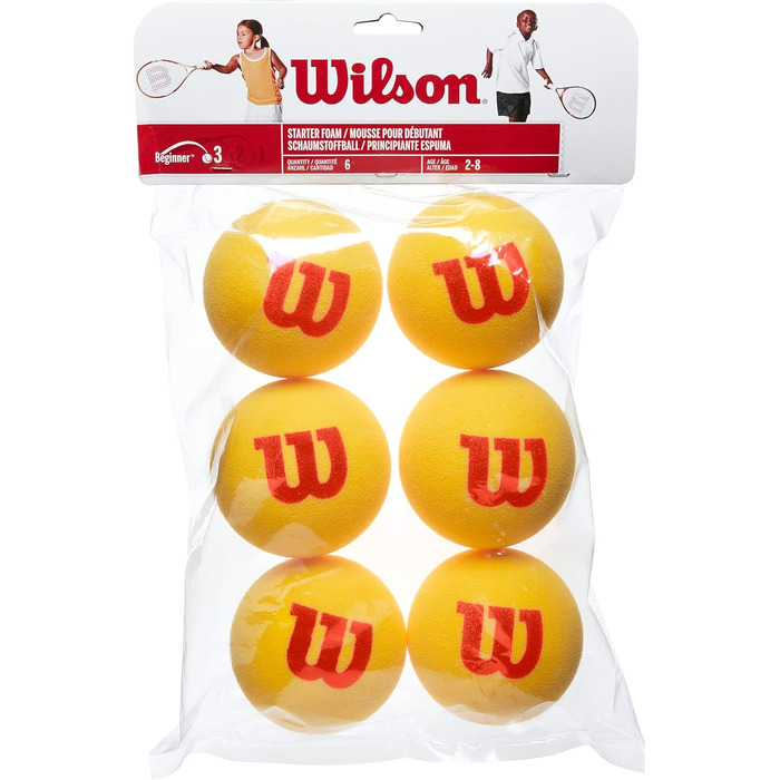 Пінопластові м'ячі Wilson Starter для тенісу, 3 або 6 шт, червоно-жовті, універсальні