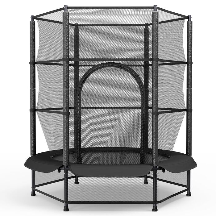 Батут для дітей LIFERUN Ø140 см з сіткою безпеки, для саду та дому, до 50 кг, чорний