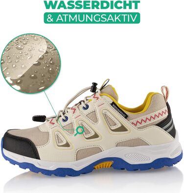 Водонепроникні трекінгові черевики для жінок та чоловіків. Трекінгові, туристичні черевики для хайкінгу (46 EU, Бежевий, Синій)