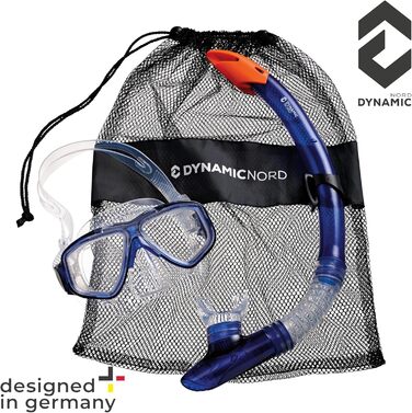 Набір для снорклінгу La Gomera Pro для дорослих - Німецький дизайн. Професійний набір для дайвінгу (подвійне маске, маска, сухий сноркель та сумка) з безпечним склом, блакитний