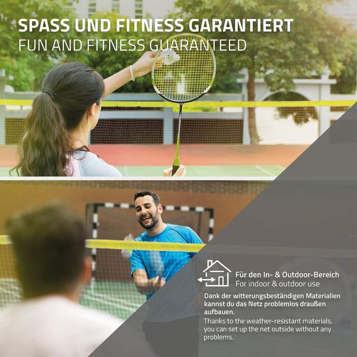 Мережа для бадмінтону та тенісу Hauki 400/500 см, чорно-синя, з сіткою для волейболу, 3 волани, сумка, сталевий каркас