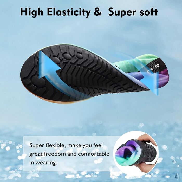 Шкарпетки для плавання HMIYA, аквашузи для жінок та чоловіків, шкарпетки для серфінгу, йоги, тренувань на природі (40/41 EU, градієнт зеленого кольору)