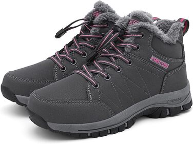 Жіночі зимові чоботи - тепла підкладка, водонепроникність, трекінгові та похідні черевики, зимові короткі чоботи, Outdoor боти (Сірий, 38.5 EU)