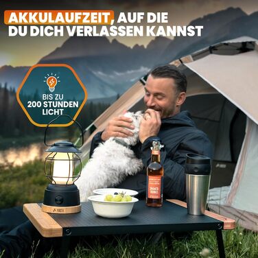 ARCTA® LED кемпінговий ліхтар на акумуляторі – ретро кемпінг ліхтар, IPX4 вологостійкий, димування 20-450lm – ліхтар для намету, саду, кемпінгу, LED Powerbank
