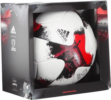 Футбольний м'яч adidas European Qualifier OMB, розмір 5, білий/червоний/чорний