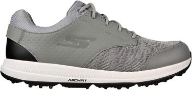 Чоловічі гольф-туфлі Skechers Elite 5 Range Relaxed Fit Waterproof з шипами, 40 EU, сірий синтетичний матеріал, біла окантовка
