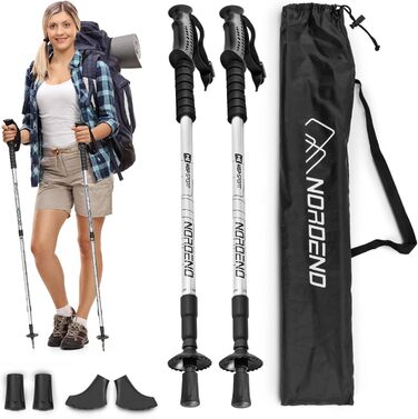 Трекінгові палиці Hop-Sport HS-0135TP для Nordic Walking з телескопічним регулюванням та антишоком, сріблястого кольору