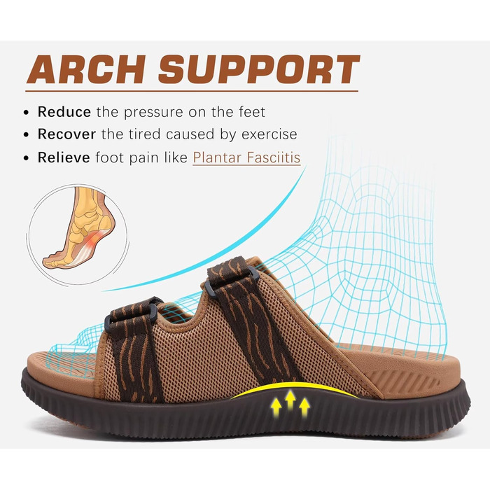 Ортопедичні чоловічі сандалії KuaiLu: спортивні, з товстим ущільненням, для відпочинку та спорту, з регульованим ремінцем та підтримкою склепіння стопи при фасціїті