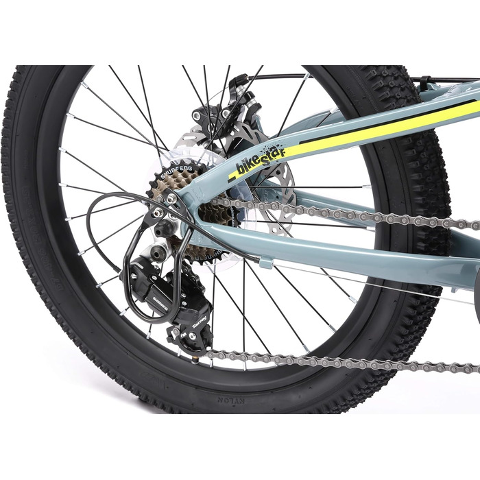 Дитячий гірський велосипед BIKESTAR 20 дюймів, алюмінієвий, 7-ступінчаста Shimano, дискові гальма, амортизаційна вилка, для дітей 6-9 років