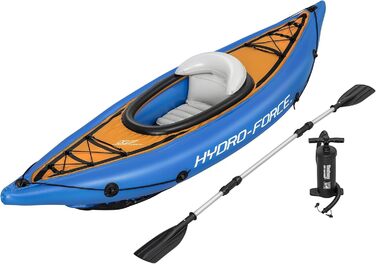 Надувний каяк Hydro-Force Cove Champion для 1 особи, з ручним насосом, веслом та сумкою, синій