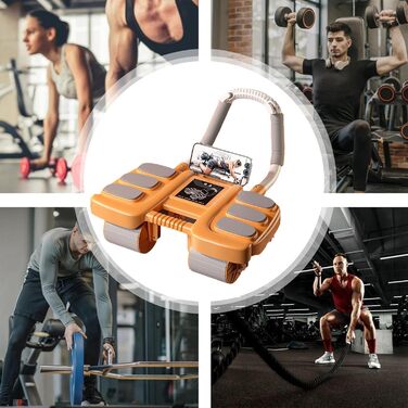 Колесо для пресу Ab Roller Wheel, тренажер для пресу з 4 колесами, для тренування м'язів кора, пресу та загальної сили, автоматичний відскок, підходить для початківців та досвідчених, помаранчевий колір