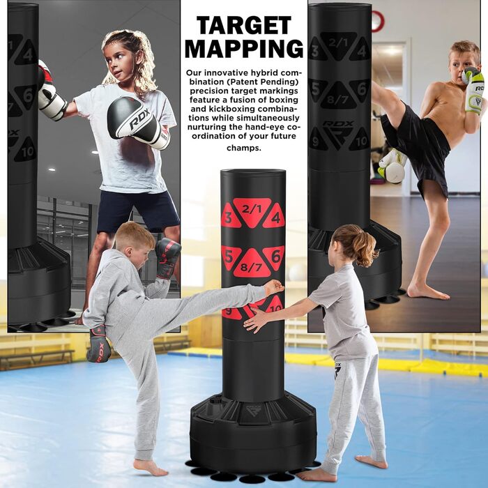 Дитячий боксерський мішок RDX 4 фути з підставкою, рукавички для тренувань, MMA, кікбоксинг, бокс, єдиноборства, муай-тай, білий