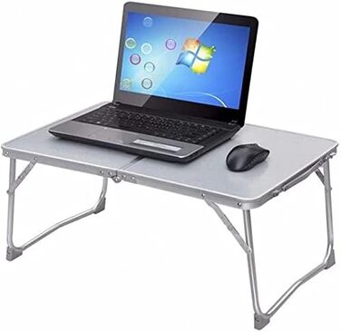 Складаний столик Qimu 60 см, алюміній, регульована висота 26/56 см, для саду та пікніка, білий