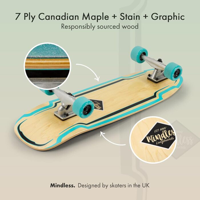 Лонгборд Mindless Surf Skate для дорослих, 9.5', чорний