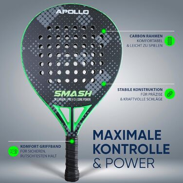 Ракетка для паделу Apollo Padelschläger 3K Carbon (унісекс, для початківців та професіоналів, зелений)