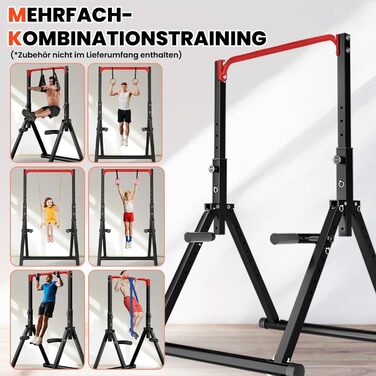 Стойка для віджимань і підтягувань DOBESTS з регулюванням висоти, багатофункціональна, чорна (3-червоні)