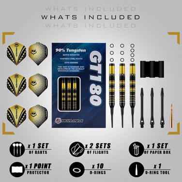 Дарти WIN.MAX Tungsten 90% - 3 шт, 18 г, професійні (золоті)