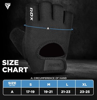 Фитнес рукавички RDX для чоловіків та жінок, рукавички для тренувань, силових вправ, з антиковзким покриттям та захистом зап'ястя, для залу, бодібілдингу, HIIT, підняття ваги, чорні, XL