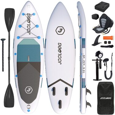 SUP дошка для плавання стоячи Premium Allround 320x81x15 см, до 200 кг, з сидінням, для 2-х осіб (біло-блакитний)
