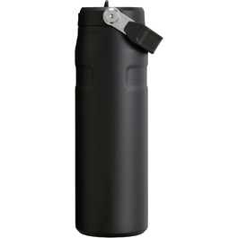 Термобутилка Stanley Flip Straw 2.0 з трубочкою 0,7 л, чорна, термос, зберігає холод до 12 годин, тримає лід до 3 днів, BPA-free, не протікає, підходить для автотримача, можна мити в посудомийці