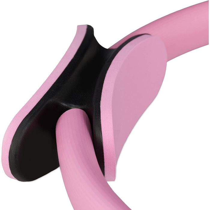 Кільце для пілатесу з вправами, подвійний хват, з м'якою обшивкою, фітнес-кільце для йоги, скловолокно, діаметр 37 см, чорний, 1 шт. рожевий