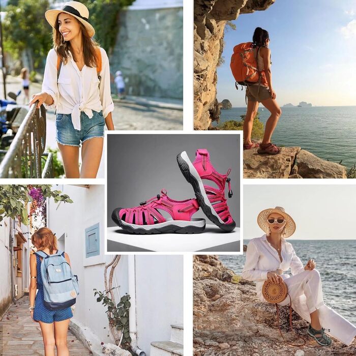 Чоловічі та жіночі шкіряні сандалії: пляжні, трекінгові, для активного відпочинку, літні, пішохідні. Розміри 36-46 (37 EU), колір рожевий