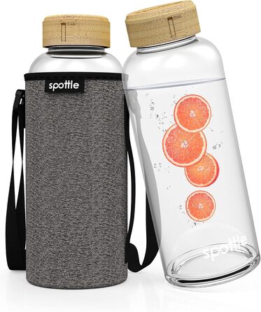 Скляна пляшка Spottle 1,5 л - для води та газованих напоїв, чорна, 1500 мл