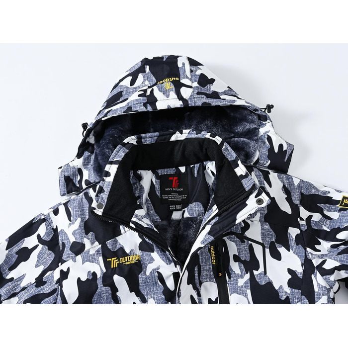 Чоловіча куртка Ysento для катання на лижах та активного відпочинку, зимова, софтшел, водонепроникна, тепла, з капюшоном, камуфляж (XL)