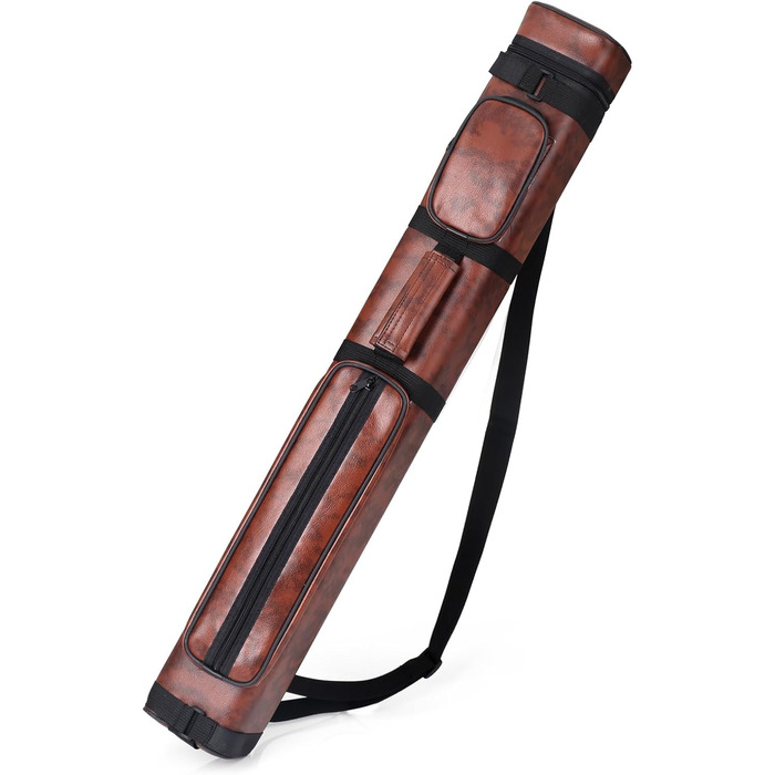 Чохол для більярдних київ: на 3 батти та 6 шесток, з екошкіри, жорсткий, коричневий