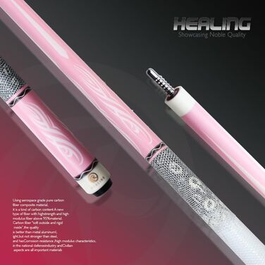 Професійний бильрд для жінок у рожевому кольорі, з шкіряною та карбоновою ручкою, діаметр кінчика 12,4 мм, для аматорів та професіоналів