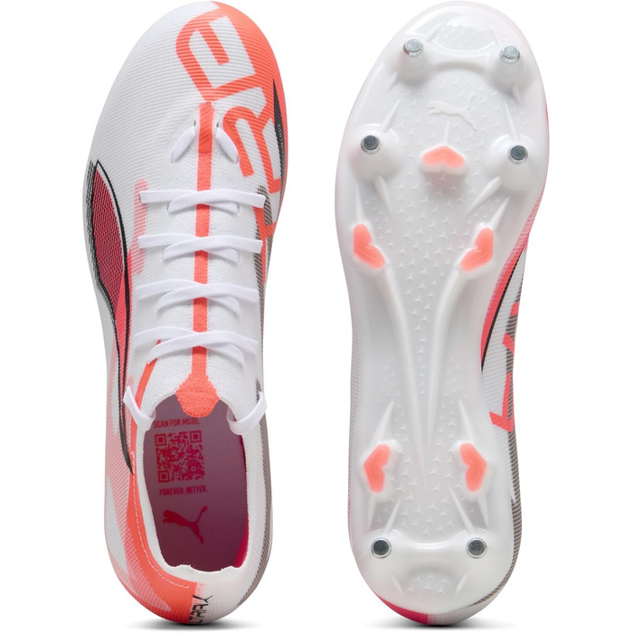 Кросівки футбольні PUMA Ultra 5 Match Mxsg, 42.5 EU, білий/чорний/червоний (світлодіодні)