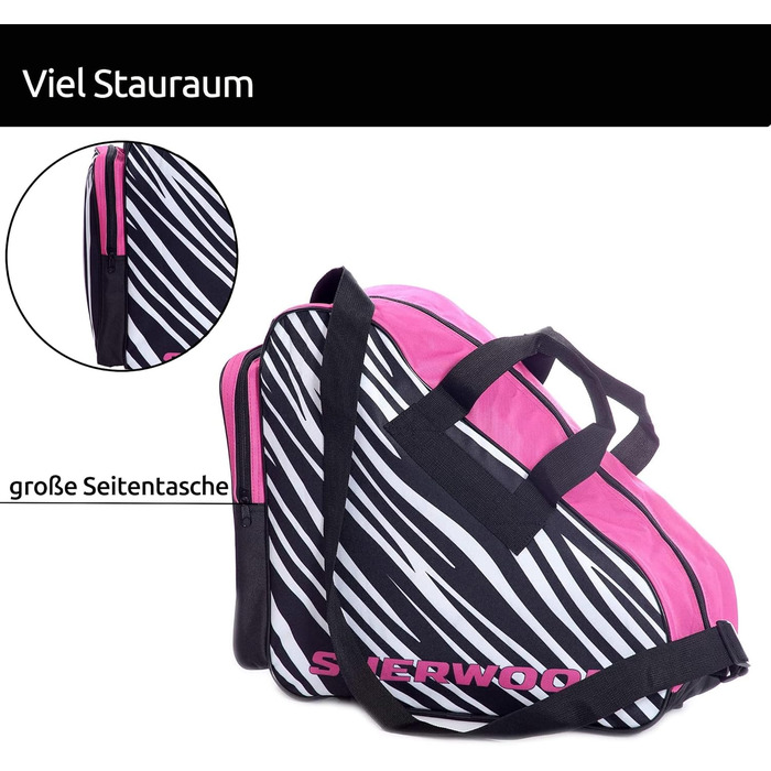 Сумка для ковзанів SHER-WOOD Pink Zebra, для дорослих і дітей, для роликів та хокейних ковзанів