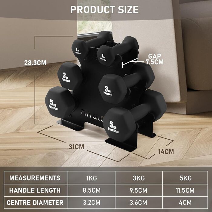 Набір гантелей KurzhanTel-Set 30 кг з підставкою для домашніх тренувань та фітнес-залу | Чорний