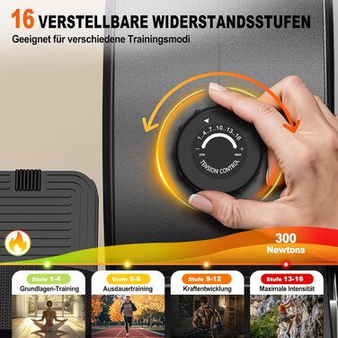 Домашній гребний тренажер MettleMatic, складаний, Bluetooth, 16 рівнів навантаження, великий підсвічуваний дисплей