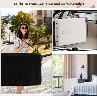 Масажний стіл Costway з алюмінієвого сплаву 70 см, 2-рівневий складний масажний стіл з сумкою, знімні підголовник та підлокітники, регульована висота для фізіотерапії та масажу