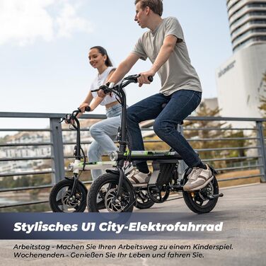 Складаний електровелосипед Finbike 14/16 дюймів, 250Вт, акумулятор 7.8Ah, швидка зарядка 3 год, 3 режими їзди, максимальна дальність 45 км, для дорослих і підлітків, чорний-зелений
