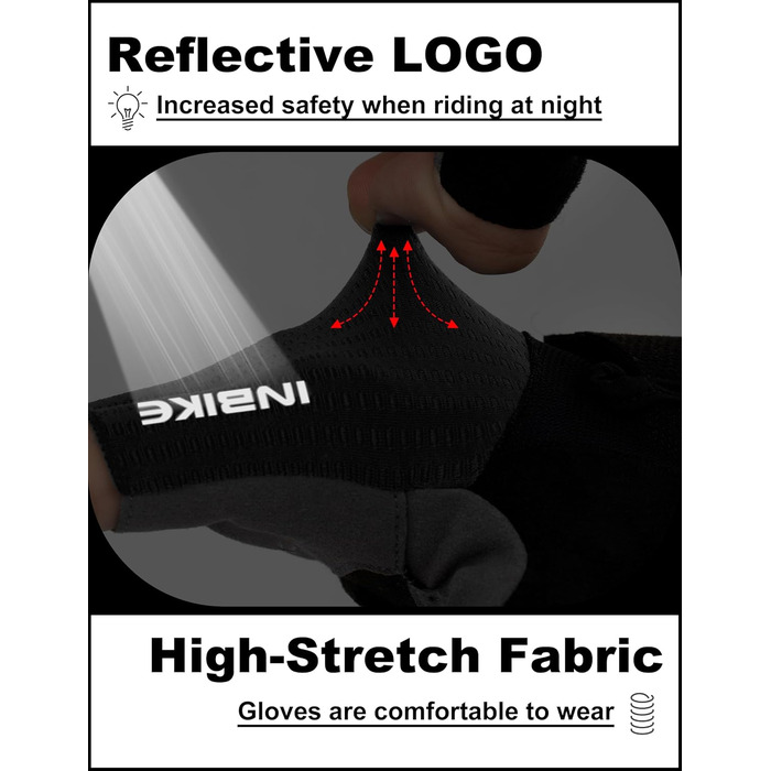 Велосипедні рукавички Inbike для чоловіків, літні, напівпальцеві, чорні, розмір L