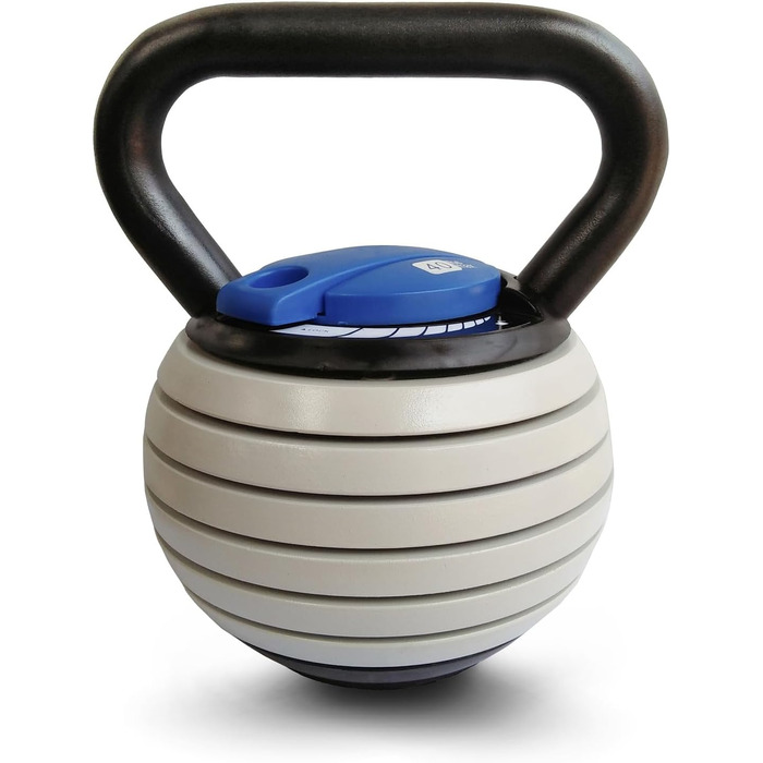 Набір гантелей-гир Кетелбел Sport-Thieme Vario | Регульовані гантелі з змінними дисками: 4-18 кг | Компактні, безпечні | Сталь, пластик | Чорно-сіро-блакитні | Якість бренду