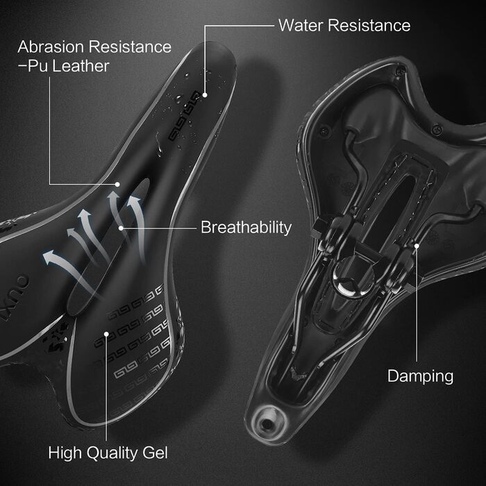 Велосипедне сідло OUXI з гелевою начинкою: комфортне ергономічне сідло для чоловіків та жінок, MTB, шосе, гірського велосипеда, тренажера, міського велосипеда, електровелосипеда