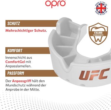 Захист зубів OPRO Bronze – для боксу, єдиноборств, MMA, дорослих та дітей – індивідуальна підгонка для хокею, кікбоксингу, регбі – гарантована якість від дантиста – UFC (білий), дитячий (до 10 років)