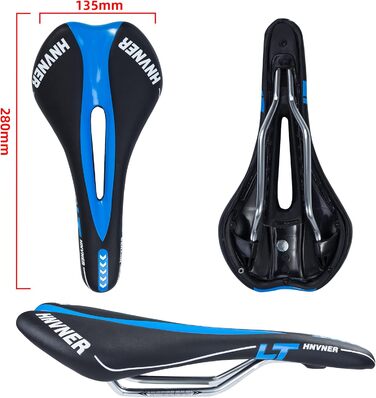Комфортний сідло для велосипеда: ергономічне, Hohl, для міських велосипедів, шосе, MTB (280x140x55 мм, PU, чорний/синій)