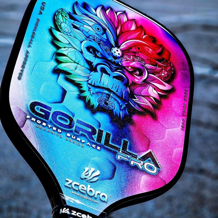 Ракетка для піклболу ZCEBRA Gorilla Pro Rainbow, графітова, 16 мм, поліпропіленовий стільниковий сердечник, текстурована поверхня, чохол неопрений