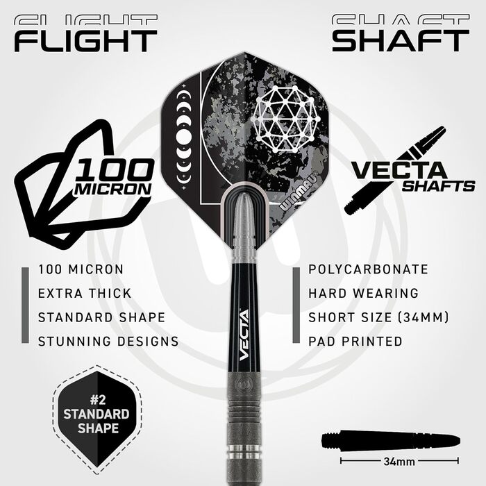 Дартс набір WINMAU Callisto 90% вольфрам, сталевий наконечник, професійний, з крилами та стрижнями, 22-26 г, 3 варіанти