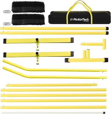 PickleTech 6.0: Портативне мережеве обладнання для піклболу 6.0 м, 2-в-1, для гри на відкритому повітрі, сумісне з USAPA, з сумкою (жовтий)