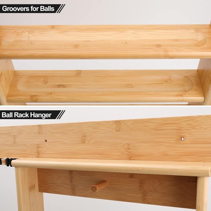 Стенд для київ (8 шт.) та м'ячів, бамбуковий, аксесуар для більярдного столу